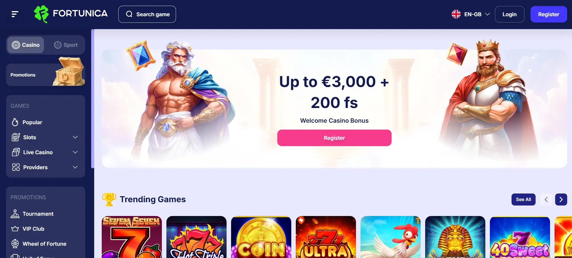 Fortunica Casino üdvözlő bónusz
